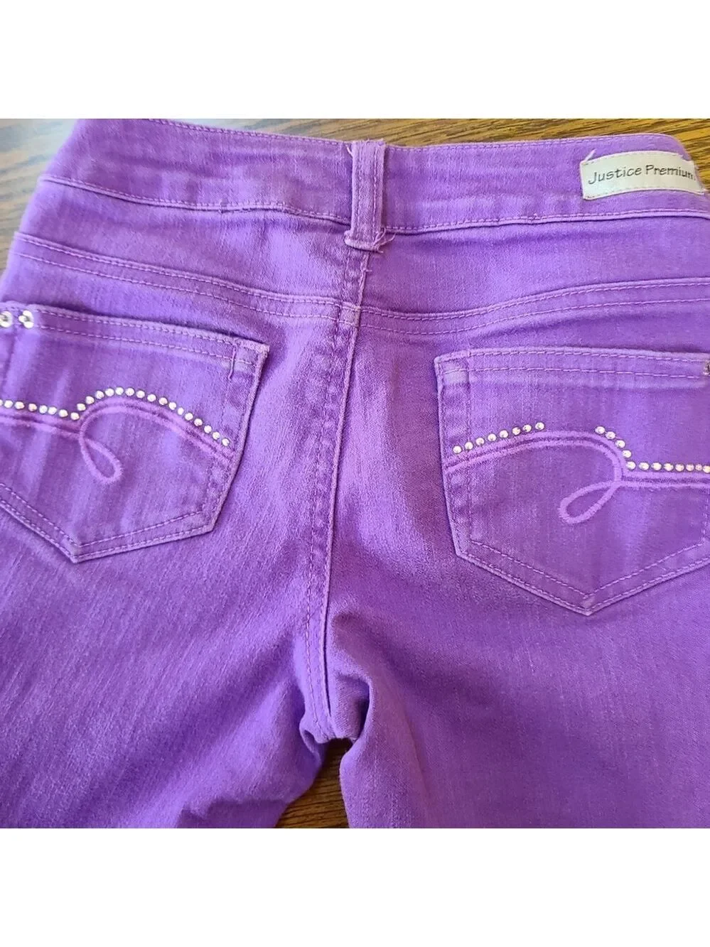 Justice Purple Girls Jeans 10R Ankle Zipper